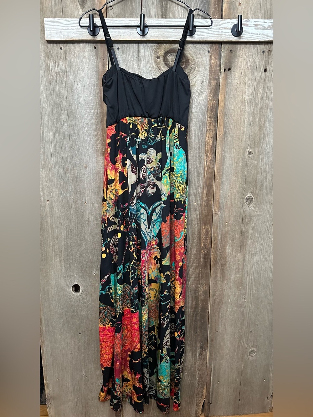 I jeans by Buffalo Floral Knot Maxi Sundress with Pockets Black Size Medium - Picture 3 of 17